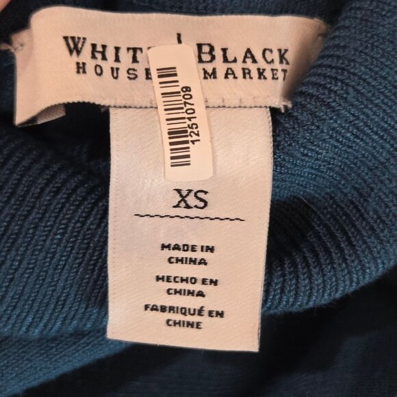 White House Black Market Blue Turtleneck Sweater XS Long Sleeve Button Cozy - Picture 6 of 10